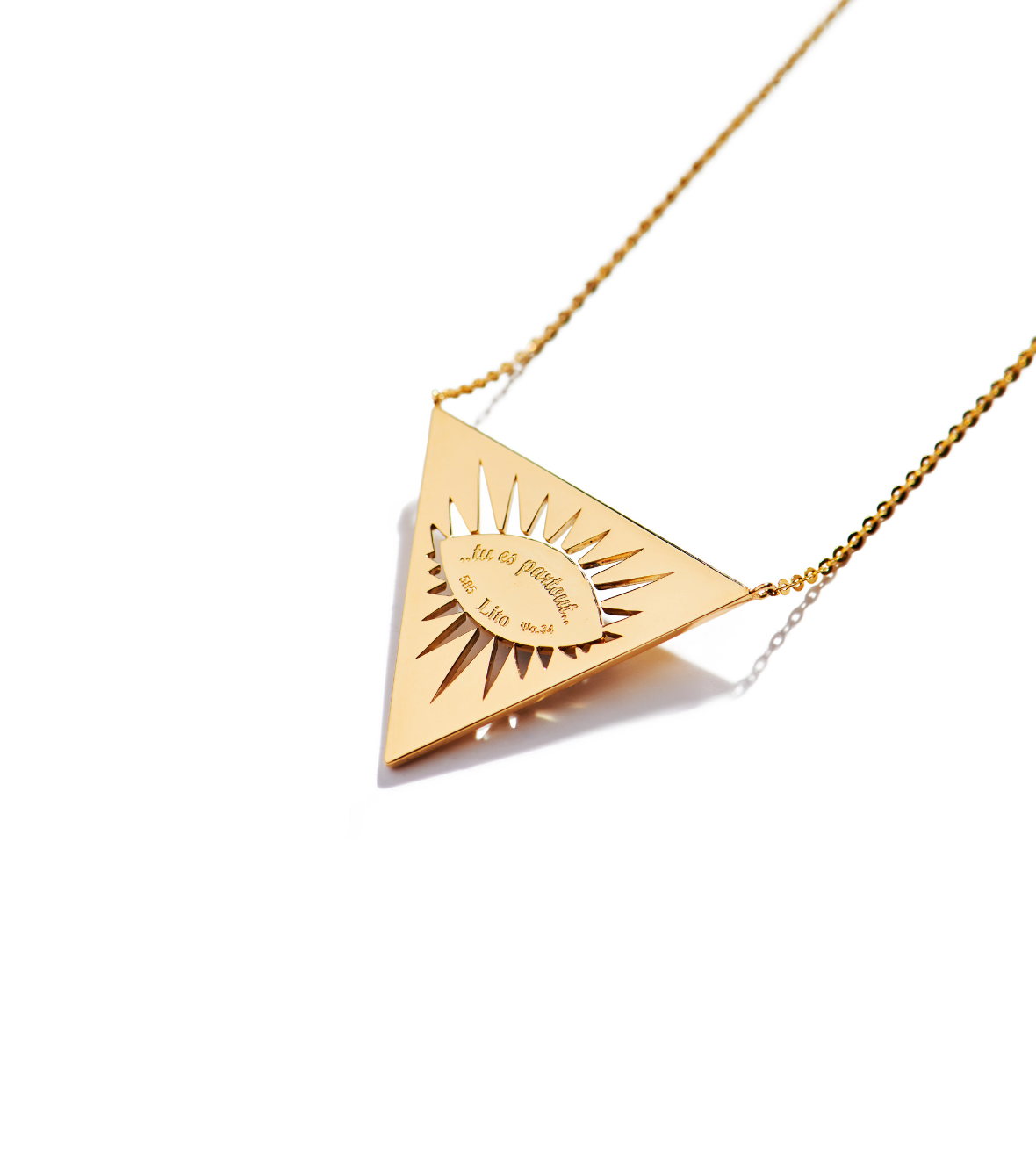 14K Yellow Gold "Isida Petit Bleu" Necklace With A Small Blue Enameled Eye